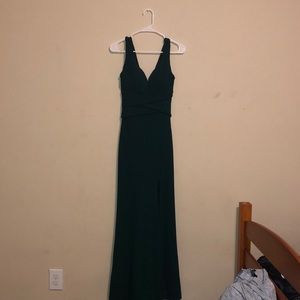 long dark green prom dress